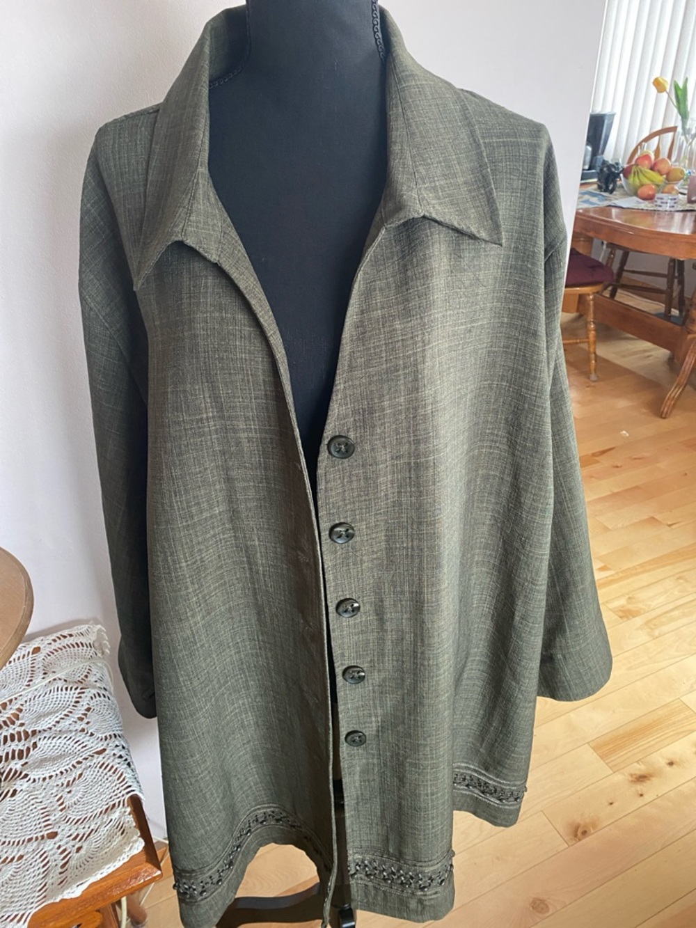Penningtons Olive Green Button-Front Tunic Shirt